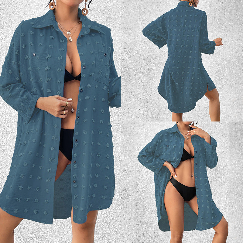 Vacation Sun Protection Clothing Women Beach Jacket Beach Cover Up Breasted Shirt Swimsuit Outwear Bella Mia